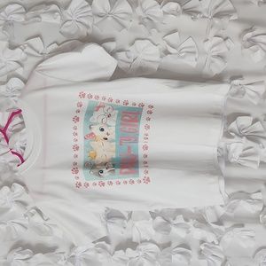 5/6 Kids Paw-ty Girl, Cat Tee, White, Teal, Coral